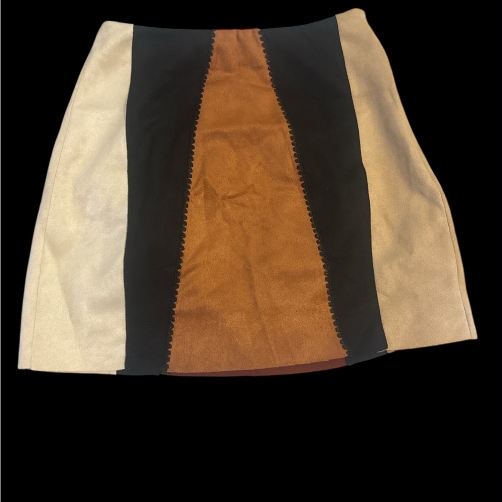 Zara Black, Brown, and Cream Mini Skirt